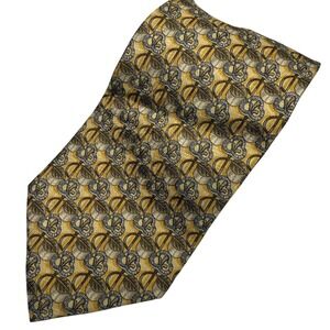 Ermenegildo‎ Zegna Tie 100% Silk Gold/Brown Lux Designer Abstract Ivy Classic